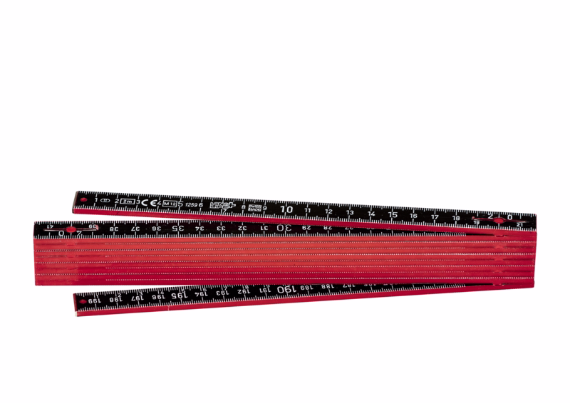 Tommestok sort glasfiber 90° vinkel, 10 led, 2m