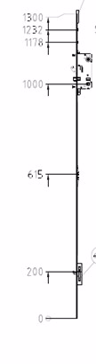 MPL Lås V underdel 25x2x1300mm H6 kolver D50 H: 1000mm