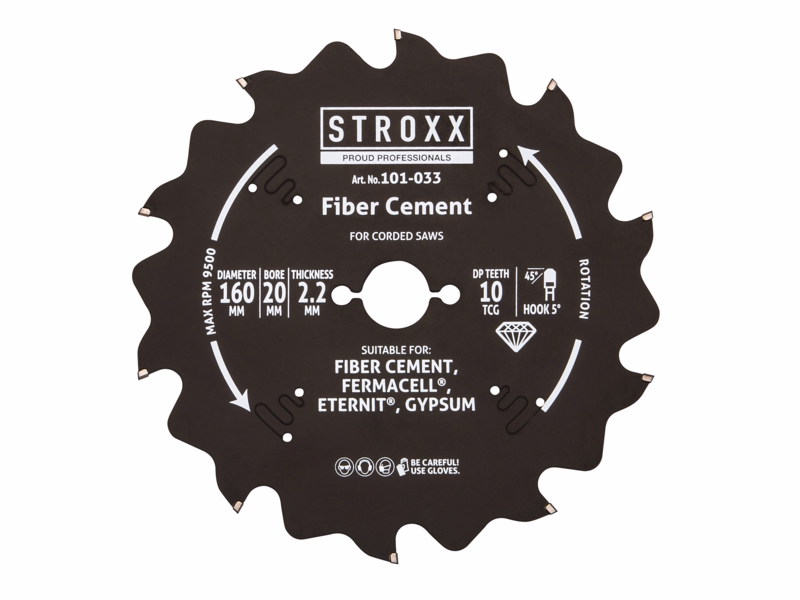 Rundsavklinge Ø160x2,2x20mm Z10 t/eternit, fibercement mm