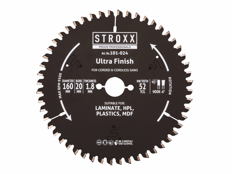 Rundsavklinge Ø160x1,8x20mm Z52NEG Laminat