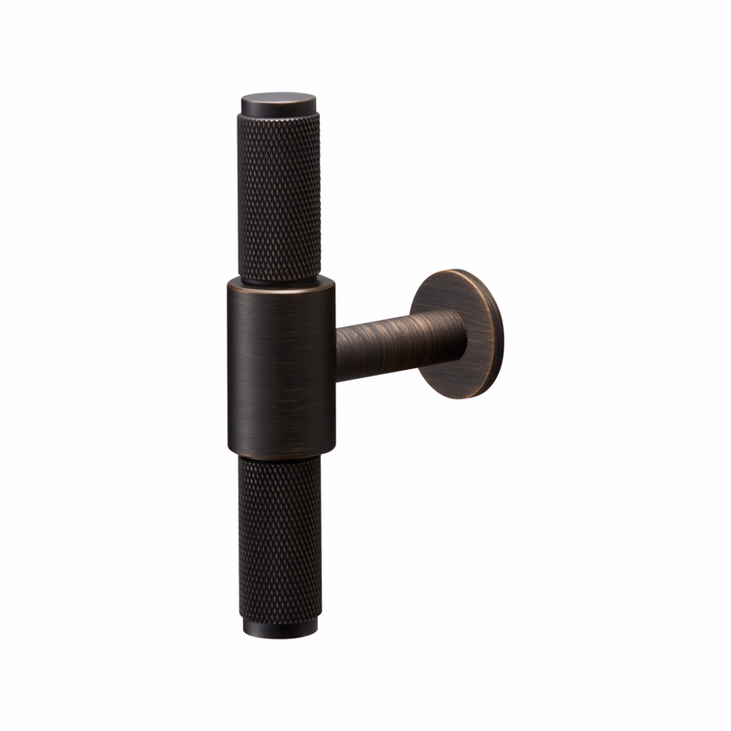 Møbelgreb mess brun T-form 95x50mm Ø20mm roset, Cross