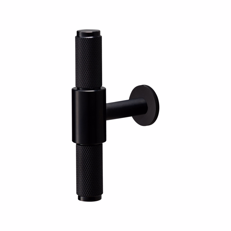 Møbelgreb alu sort T-form 95x50mm Ø20mm roset, Cross