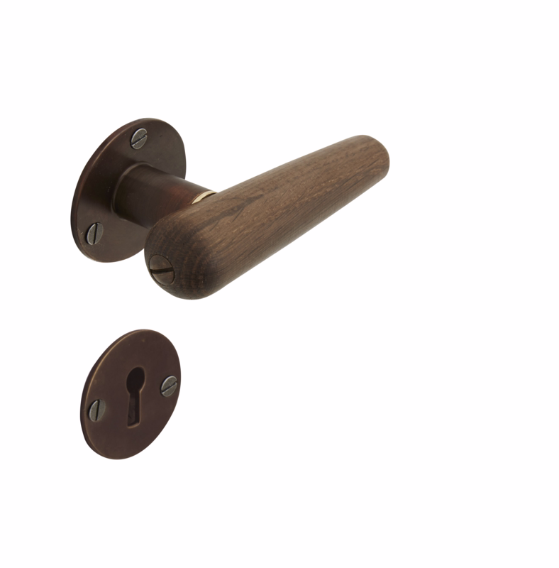 Dørgreb eg røget Torpedo m/brun roset Ø50 t/gl. dør