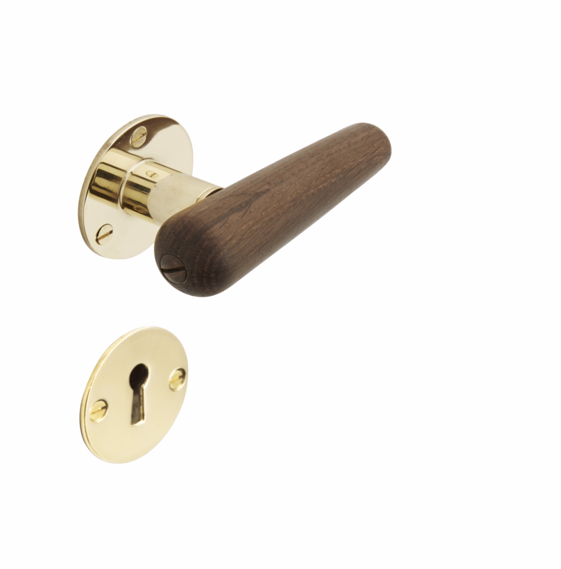 Dørgreb eg røget Torpedo m/mess roset Ø50 t/gl. dør