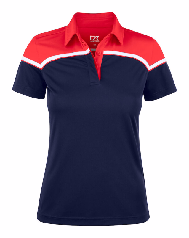 Poloshirt Dame 354429 Seabeck Mørk marine/rød, str. L