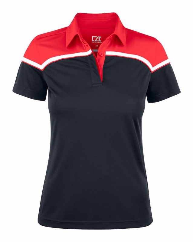 Poloshirt Dame 354429 Seabeck Sort/rød, str. L