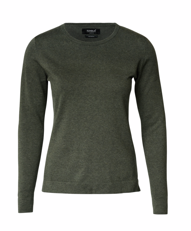 Striktrøje Dame Brighton m/rund hals Olive melange, str. M