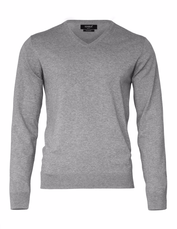 Striktrøje Brighton m/V-hals Grey melange, str. 4XL