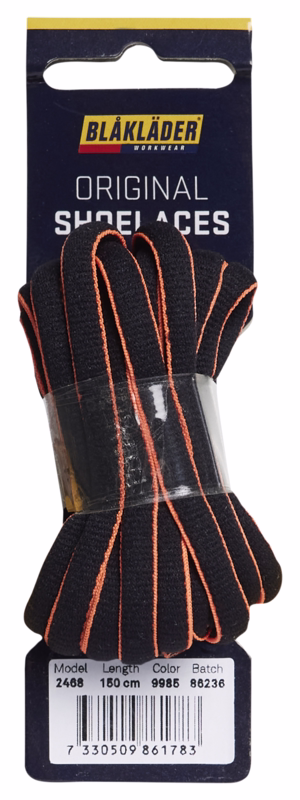 Snørebånd 2468 Sort/Orange, str. 140cm