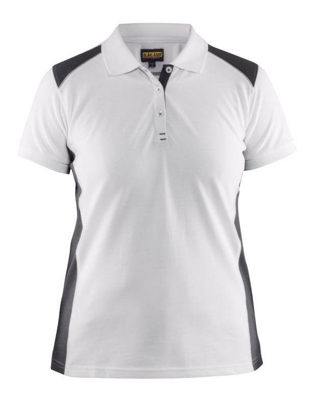 Poloshirt 3390 Dame Hvid/Mørk Grå, str. M