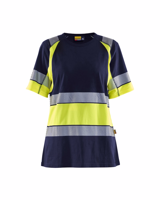 T-shirt 3410 Dame Hi-vis Marineblå/Gul, str. 3XL