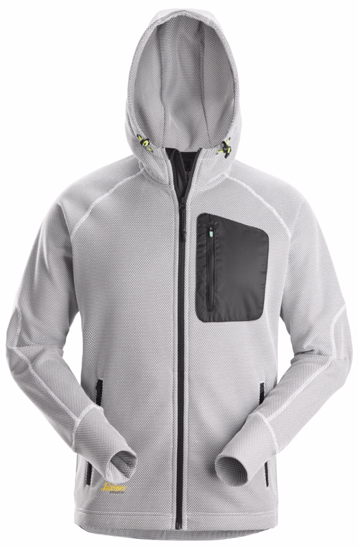 Fleece hættetrøje 8041 Hvid/sort, str. 2XL