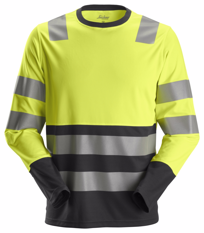 T-shirt L/Æ Hi-vis 2433 Gul/sort, str. M