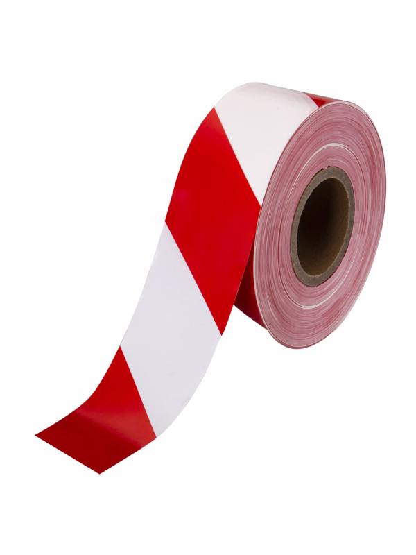 Afspærringsbånd rød/hvid 0,7my, 500m