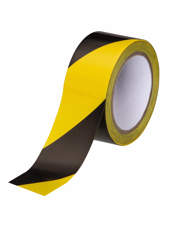 Advarselstape, gul/sort 50mm x 25m