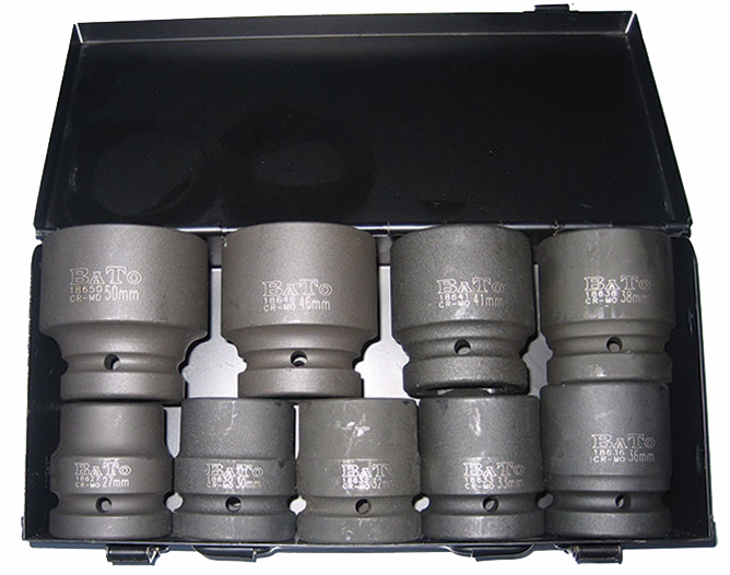 Slagtoppesæt 1" x 27-50 mm kort, 9 dele