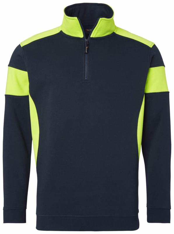 Sweatshirt m/lyn 1000666 Navy/Hi-vis gul, str. 3XL