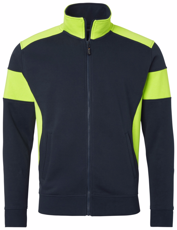 Sweatshirt Full zip 1000667 Navy/Hi-vis gul, str. 2XL
