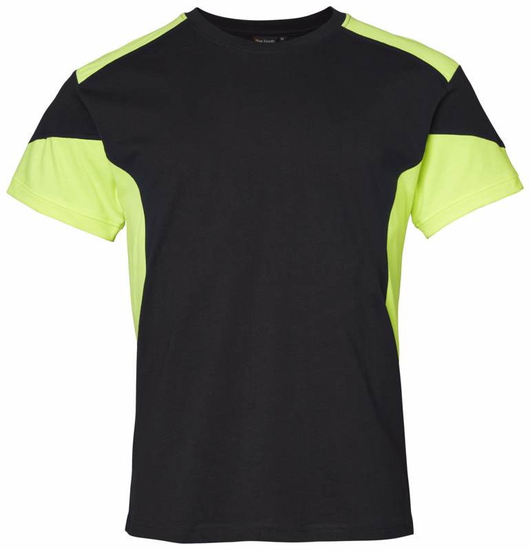 T-shirt 1000656 Sort/Hi-vis gul, str. 2XL