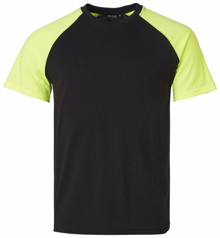 T-shirt 1000666 Sort/Hi-vis gul, str. 4XL
