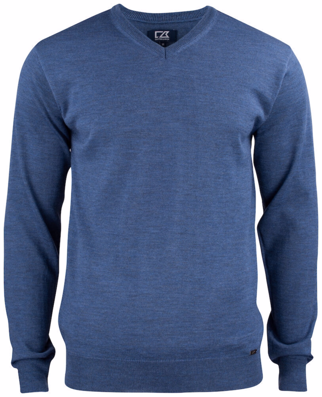 Striktrøje V-hals Everett 355430 Denim meleret str. 3XL
