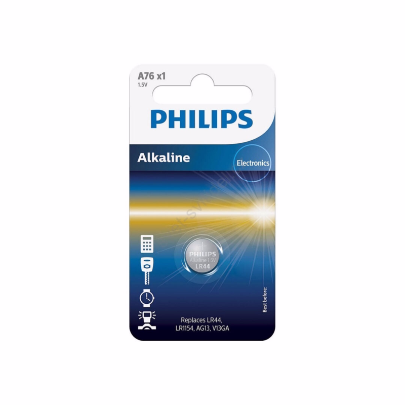 Batteri alkaline A76 LR44, pk á 1 stk