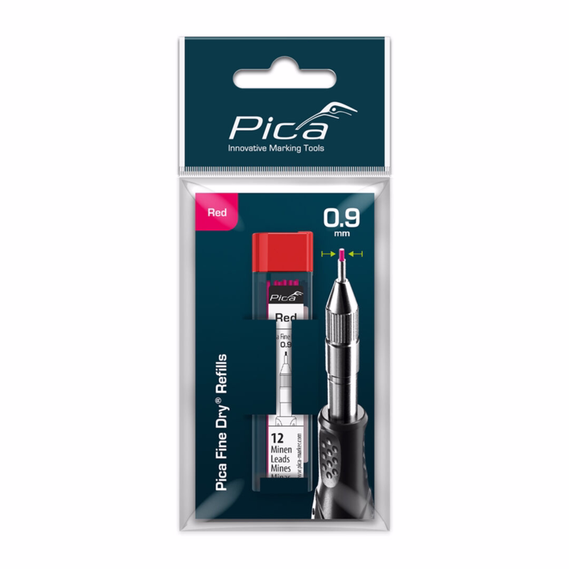 Grafitstift Fine-Dry refill rød, pk á 12 stk