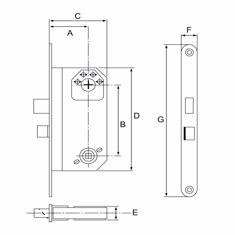 Mellemdørlås 2014 mess mat lak m/blik