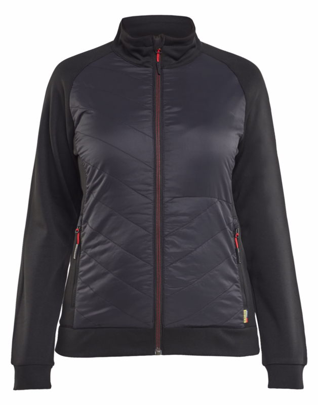 Sweatjakke Dame 3419 Sort/rød, str. 3XL