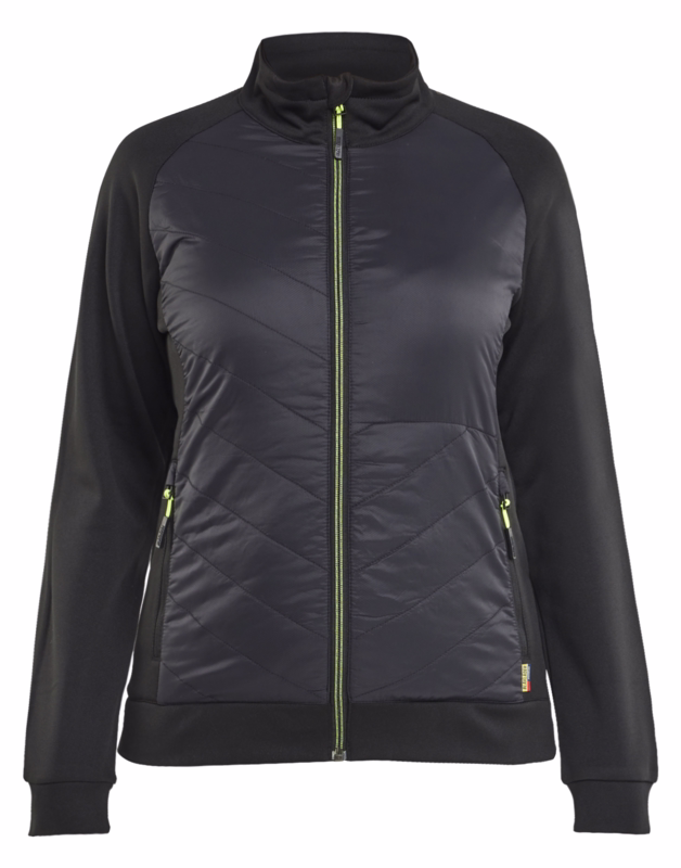 Sweatjakke Dame 3419 Sort/gul, str. 3XL