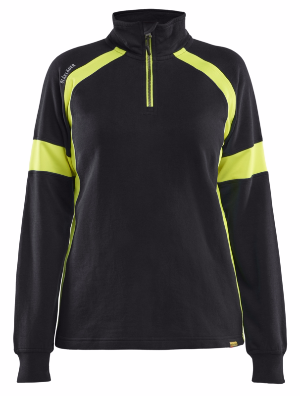 Sweatshirt Dame ½-lyn 3566 Sort/gul, str. M