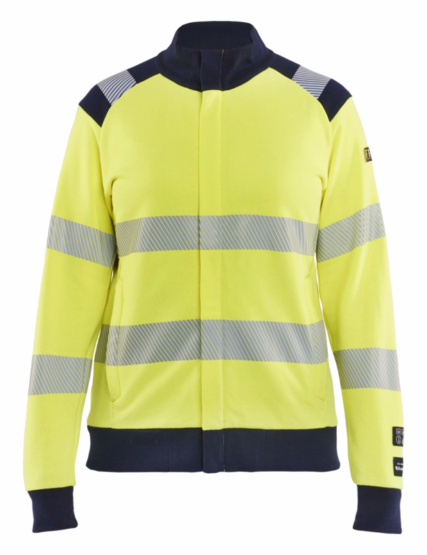 Sweatshirt Dame Hi-vis m/lyn 3471 Gul/Marineblå, str. L