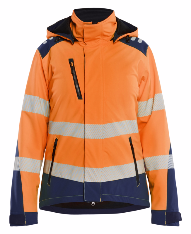 Vintersoftshell jakke Dame Hi-vis 4401 Orange/Marine str 2XL