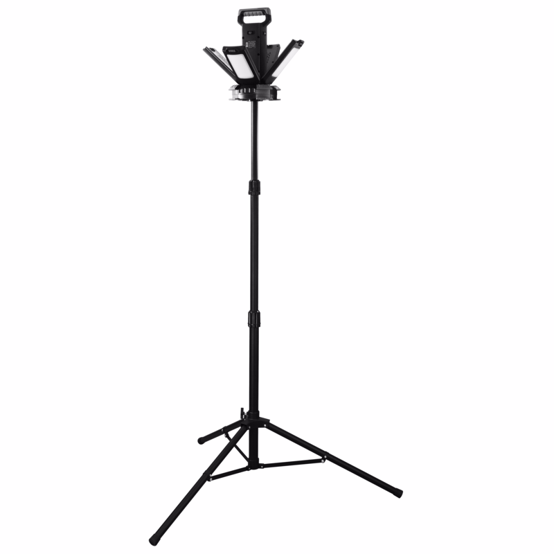 Arbejdslampe LED 4 lys, 14.000 Lumen, 230 V m/trefod
