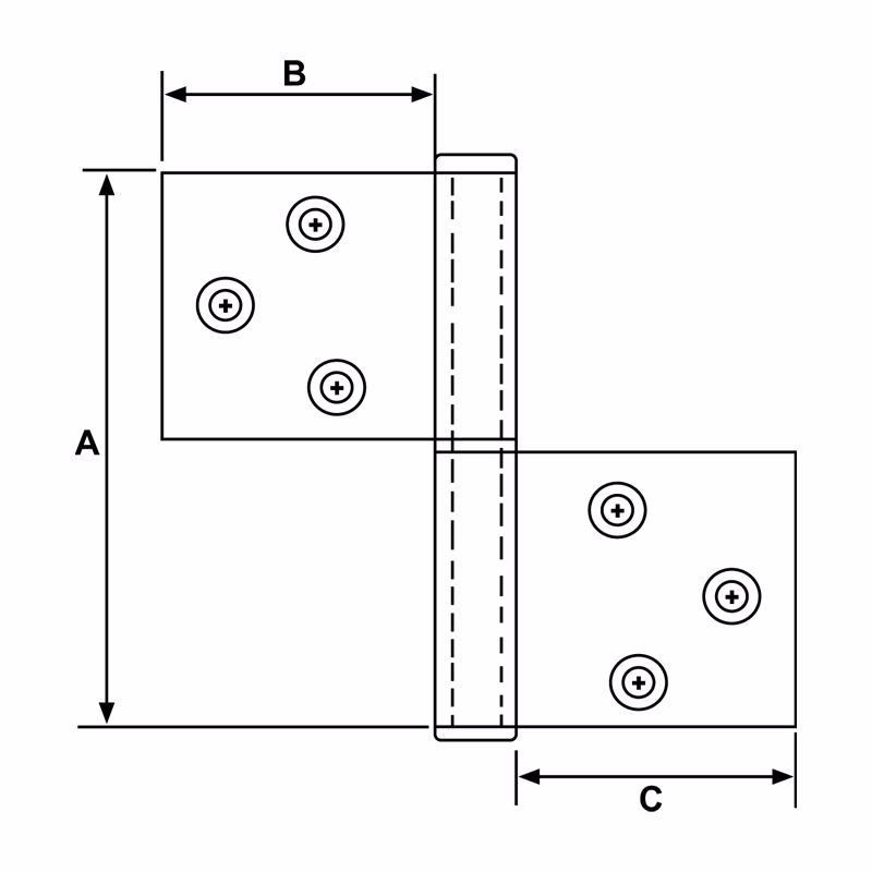 Vindueshængsel grå 90mm V s.t. 11174 + 10mm 11166