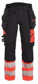 Blåkläder - Arbejdsbuks Dame Hi-vis 7025 Sort/rød