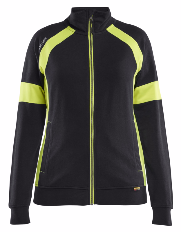 Sweatshirt Dame m/lyn 3568 Sort/gul, str. XS