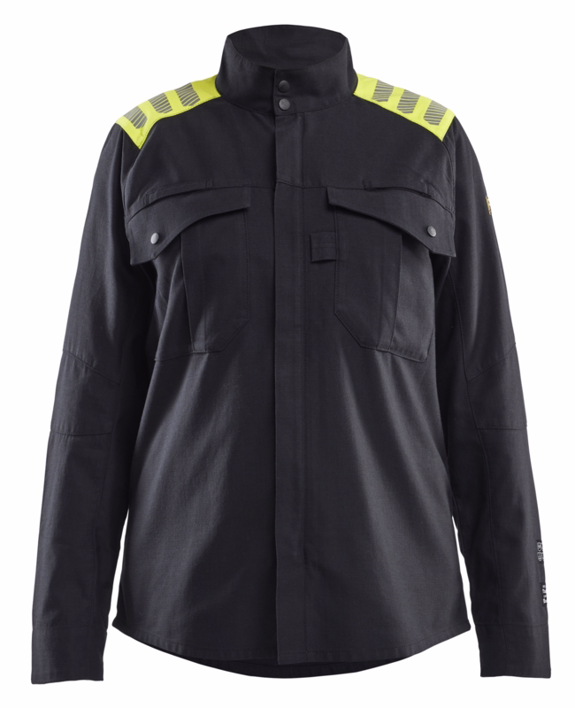Arbejdsskjorte Dame 4072 Sort/Hi-vis Gul, str. M