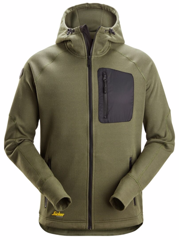 Fleecehættetrøje 8041 Polartec® Khaki grøn/sort, str. XS