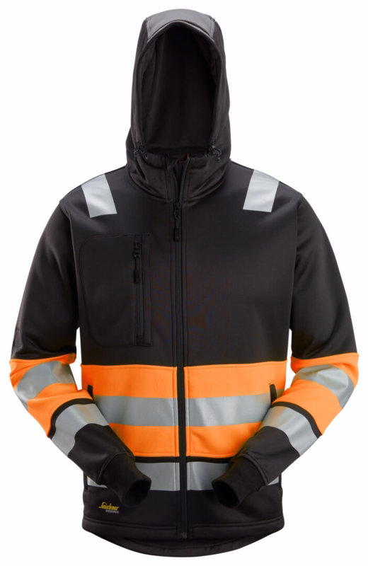 Hættetrøje 8038 Hi-vis sort/orange, str. XL