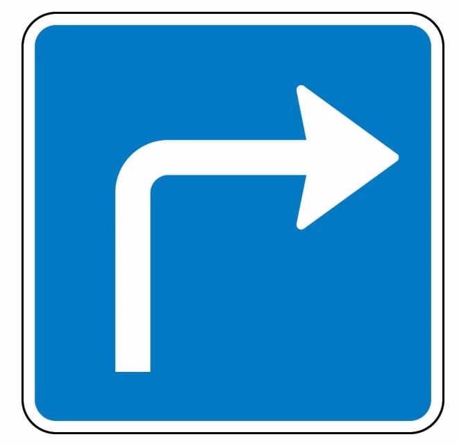 Undertavle U6.2 påbudt kørselsretning, Højre
