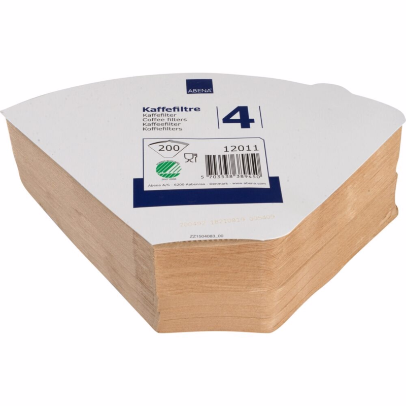 Kaffefilter ubleget 1x4, pk á 200 stk