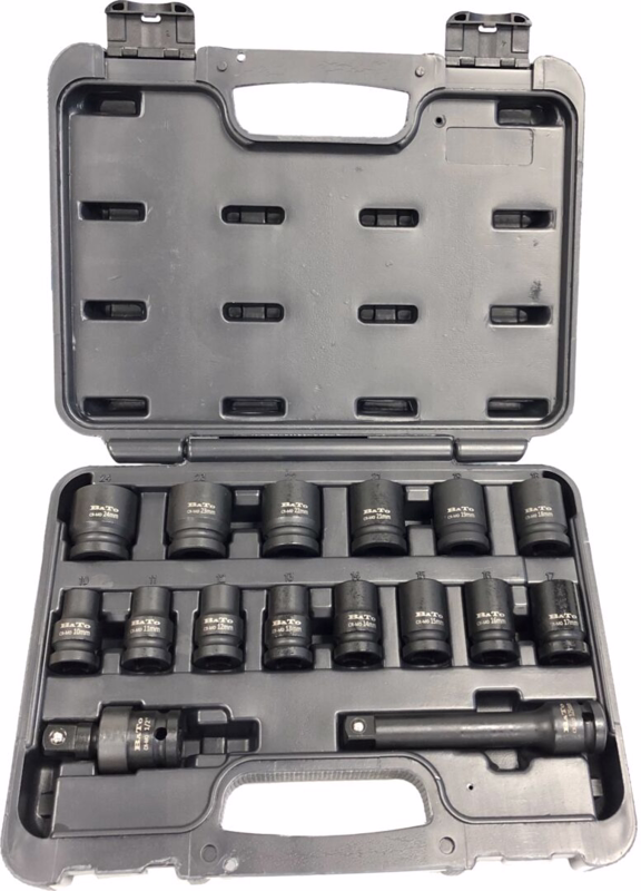 Slagtoppesæt 1/2", 10-24 mm, 16 dele