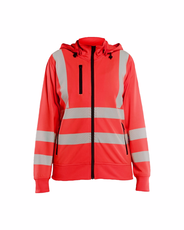 Sweatshirt Dame m/aftagelig hætte Hi-vis 3574 rød, str. 3XL
