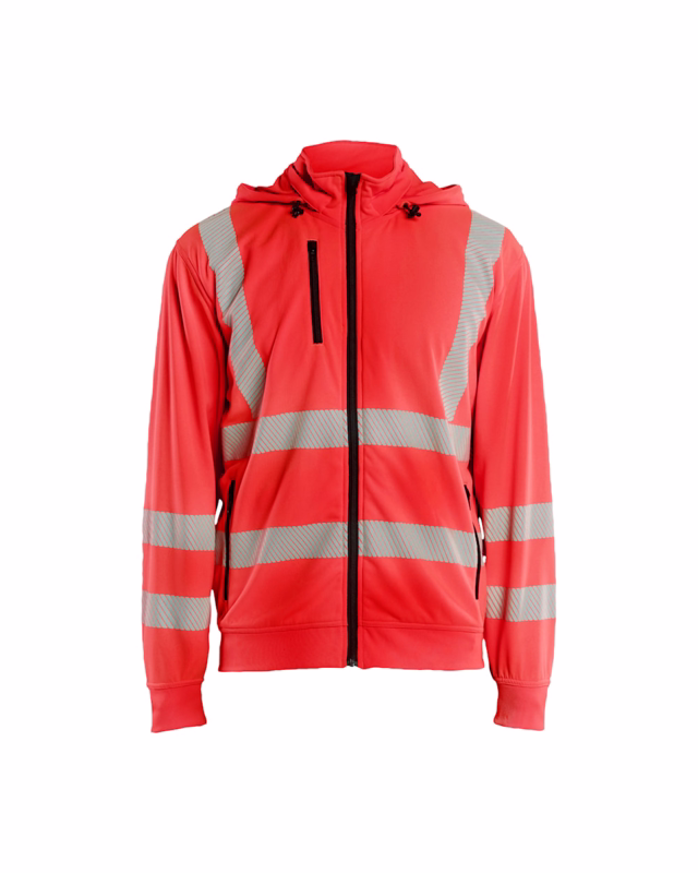 Sweatshirt m/aftagelig hætte Hi-vis 3573 rød, str. 4XL