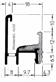 Regnskinne Neckar 22 F-TI t/Drejekip Vinduer EV1 sølv á 6 mt