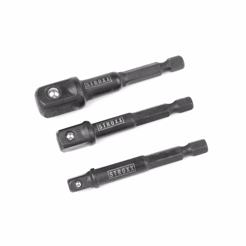 Topholdersæt slagfast 1/4"-3/8"-1/2" m/sekskant og udv. firk