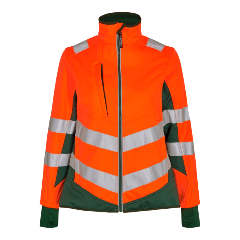 Softshelljakke Dame Hi-vis 1156 Orange/grøn, str. XL