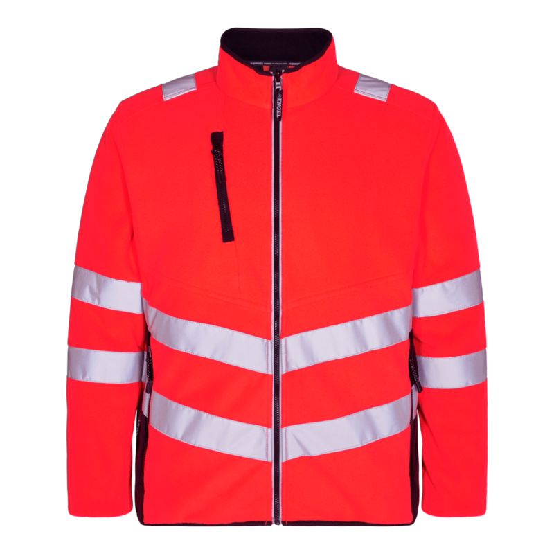 Fleecejakke Hi-vis 1192 Rød/sort, str. L
