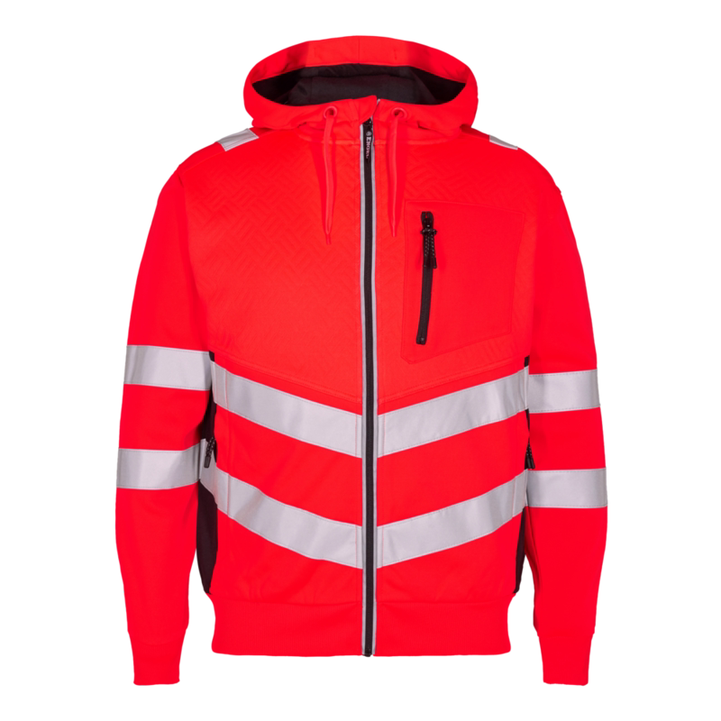 Sweat cardigan Hi-vis 8025 Rød/sort, str. 4XL